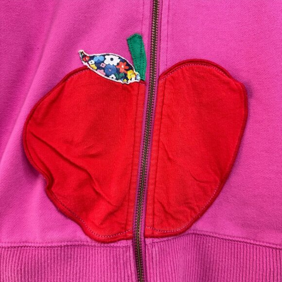 MINI BODEN Cozy Apple Hoodie Girls 7-8 128cm Warm Faux Shearling Lined Jacket - Picture 4 of 7